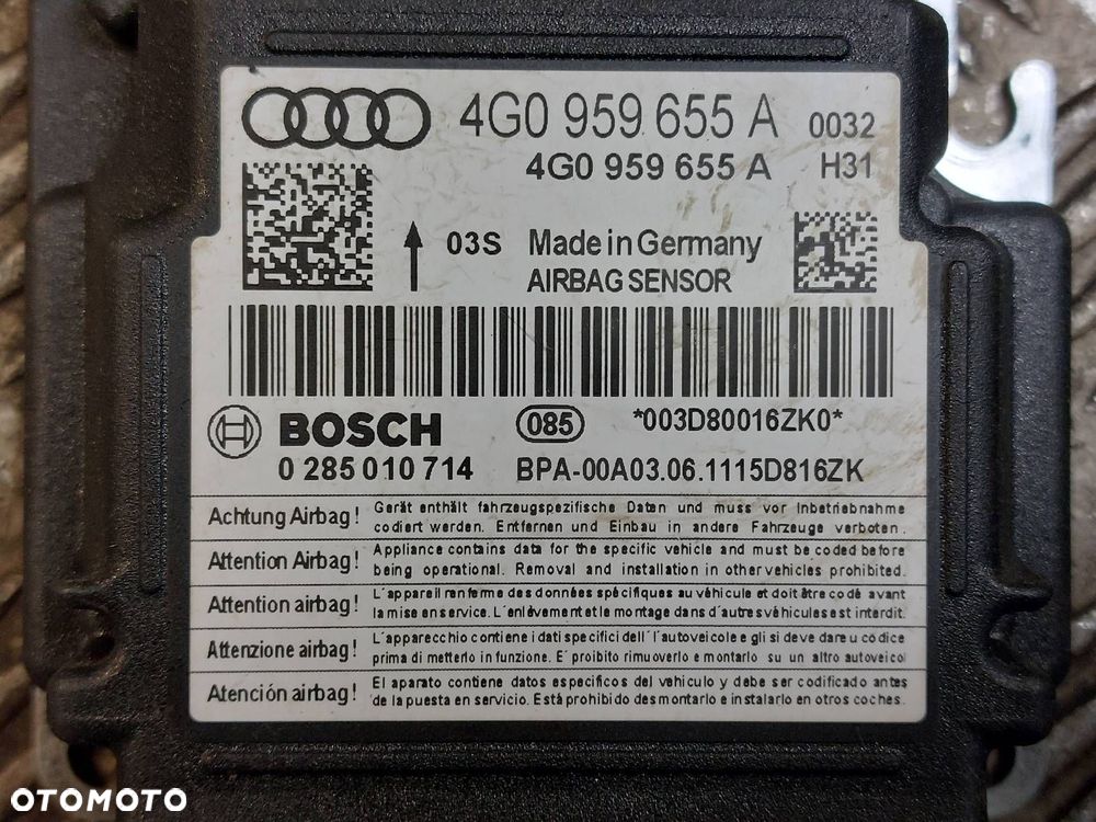ZESTAW AIRBAG KOKPIT POD HEAD UP PODUSZKI PASY AUDI A7 4G EU EUROPA - 3