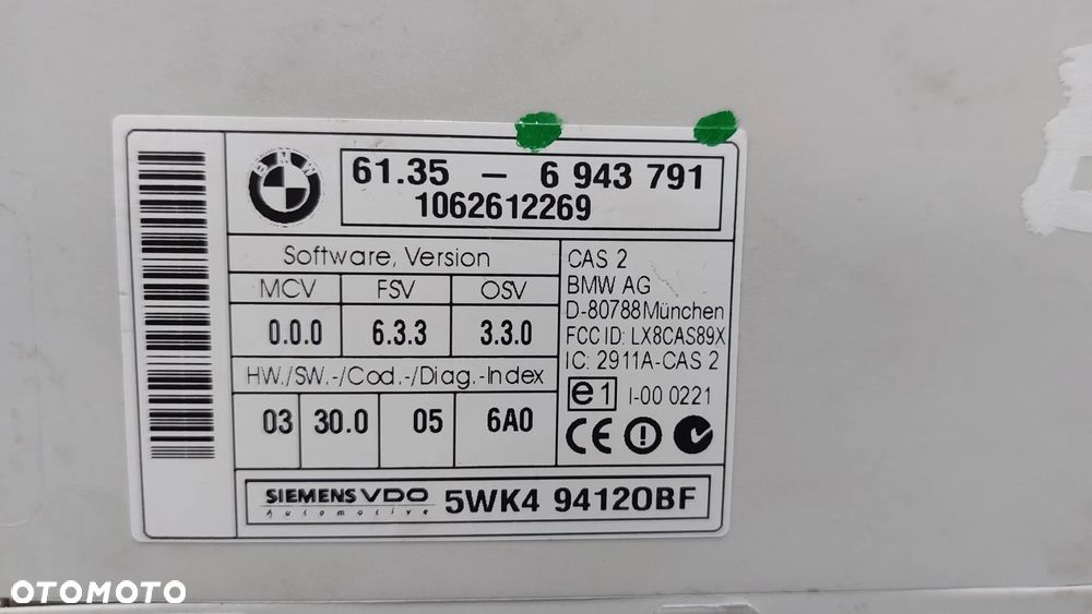 MODUŁ STEROWNIK CAS BMW E90 NR 6943791 - 2