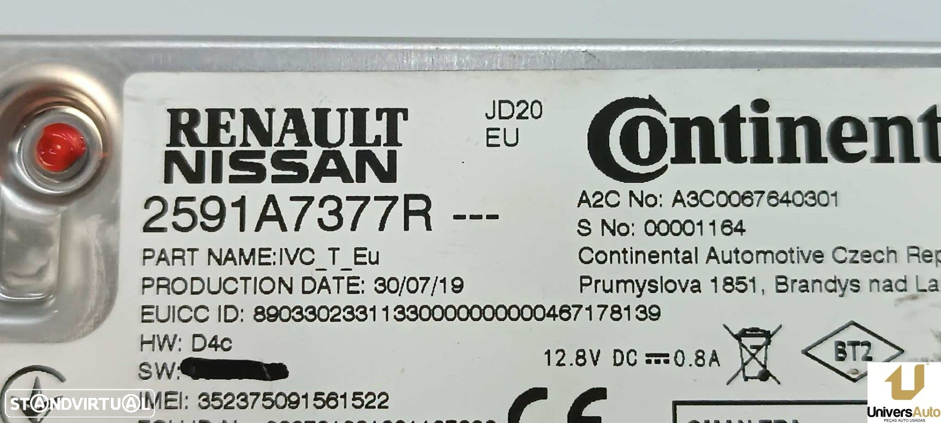 UNIDADE DE CONTROLE BLUETOOTH RENAULT ZOE - 3
