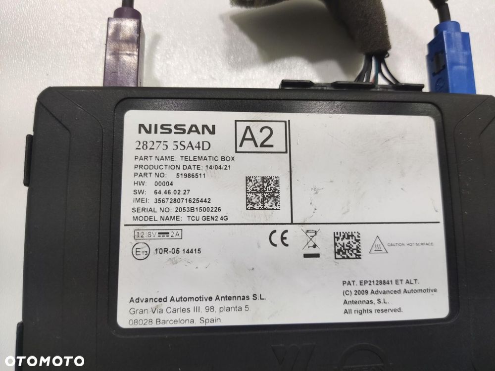 MODUŁ STEROWNIK BLUETOOTH NISSAN E-NV200 2014-2021 28275-5SA4D - 5