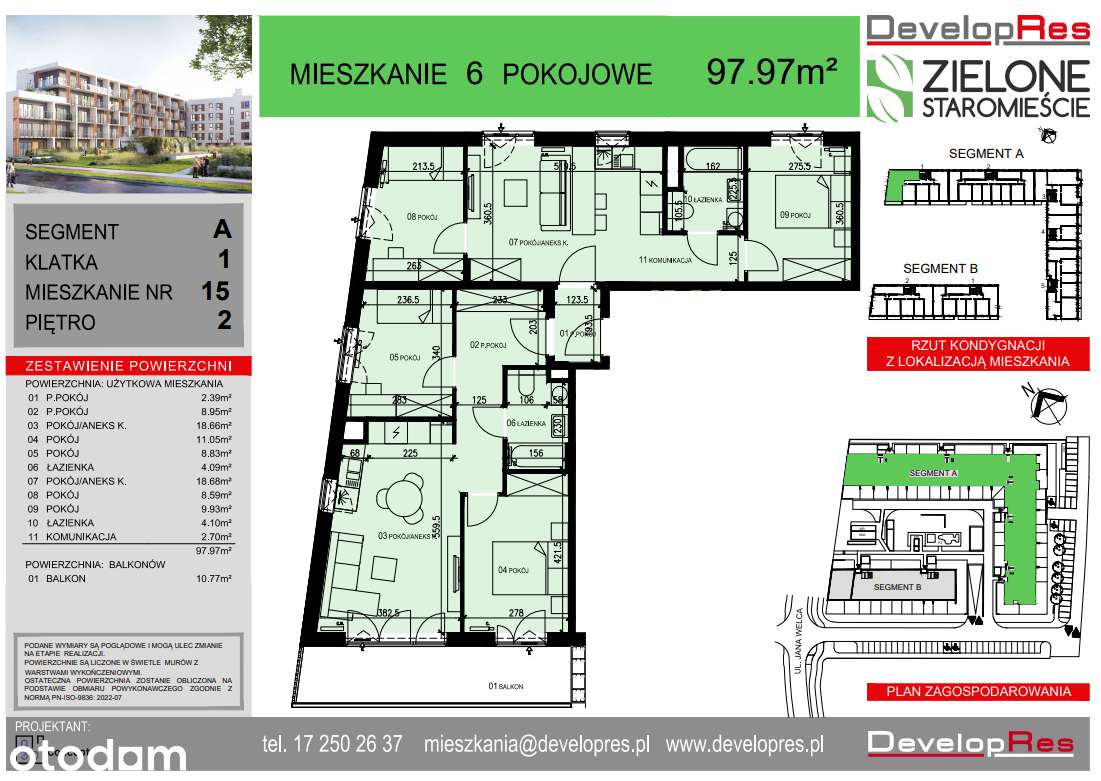 Duże mieszkanie 6 pokoi 98 m² , balkon 10 m², Zielone Staromieście