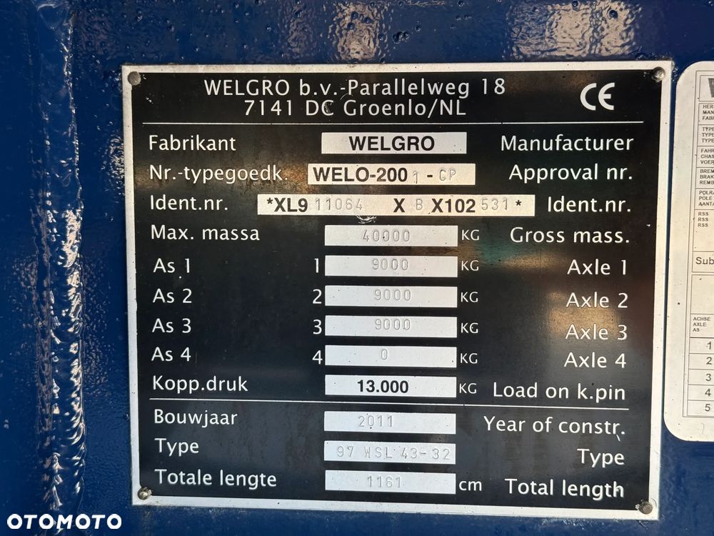 Welgro BPW 3 OSIE 2011 Beczka do paszy Silos Paszowóz - 6