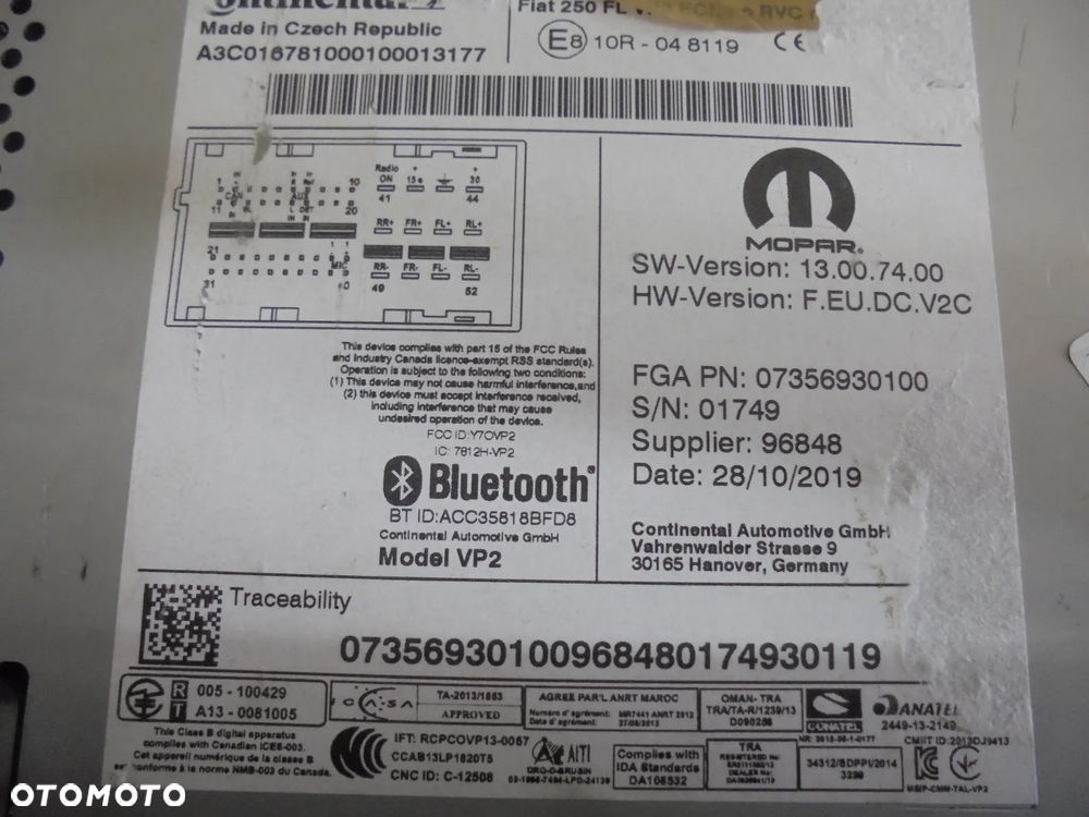 7356930100 RADIO FIAT DUCATO 2012- DOTYKOWE - 2