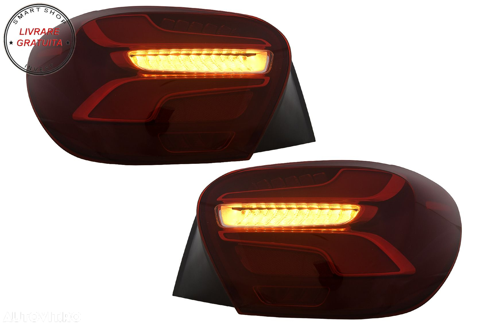 Stopuri LED Mercedes A-Class W176 (2013-08.2015) Facelift Design Rosu cu Semnal Di- livrare gratuita - 11