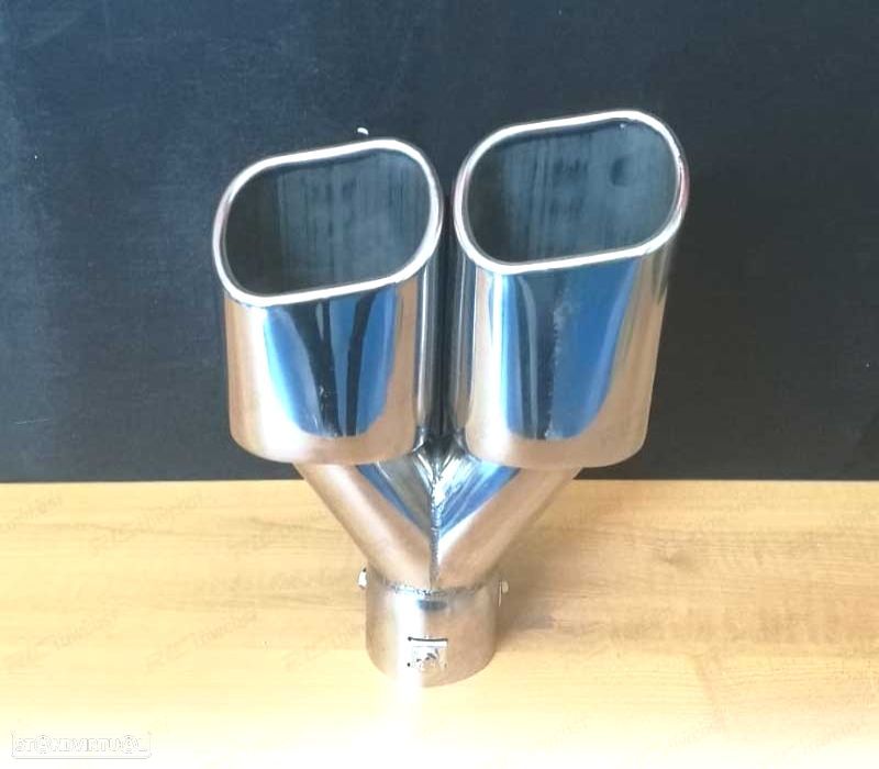 PONTEIRA DE ESCAPE DUPLA RECTANGULAR EM INOX UNIVERSAL - 8