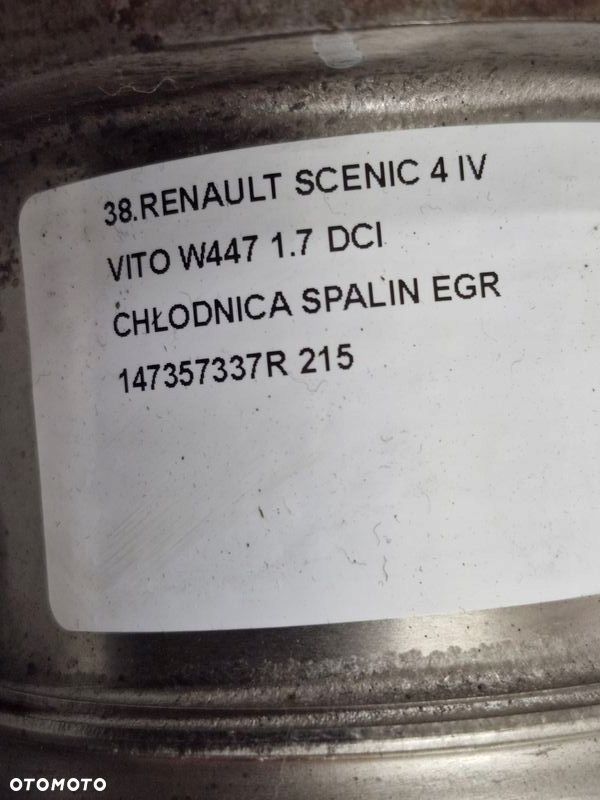 RENAULT SCENIC 4 IV VITO W447 1.7 DCI CHŁODNICA SPALIN EGR 147357337R - 6