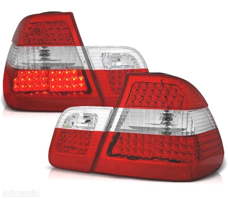 FAROLINS TRASEIROS LED BMW E46 98-01 VERMELHO BRANCO - 1