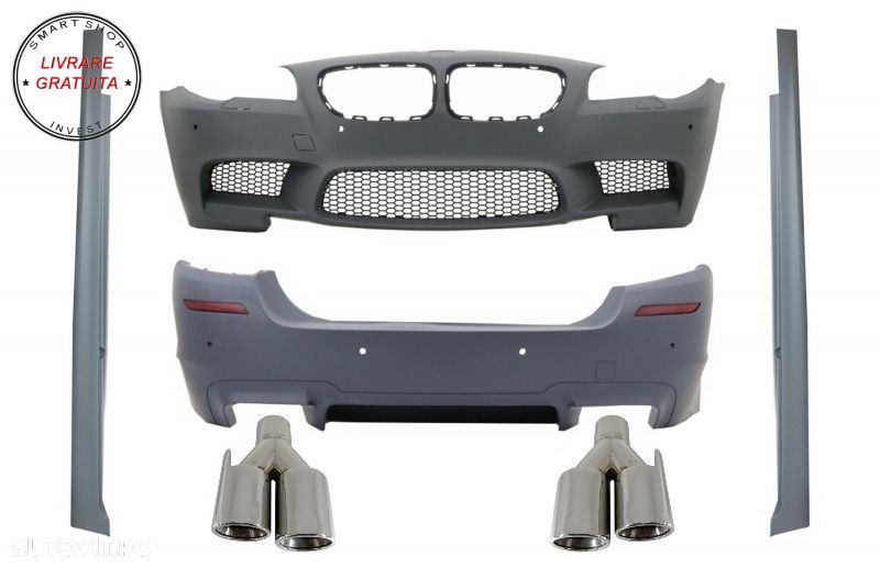 Bara Fata Bara Spate cu Praguri Laterale si Ornamente Evacuare crom BMW Seria 5 F1- livrare gratuita - 1