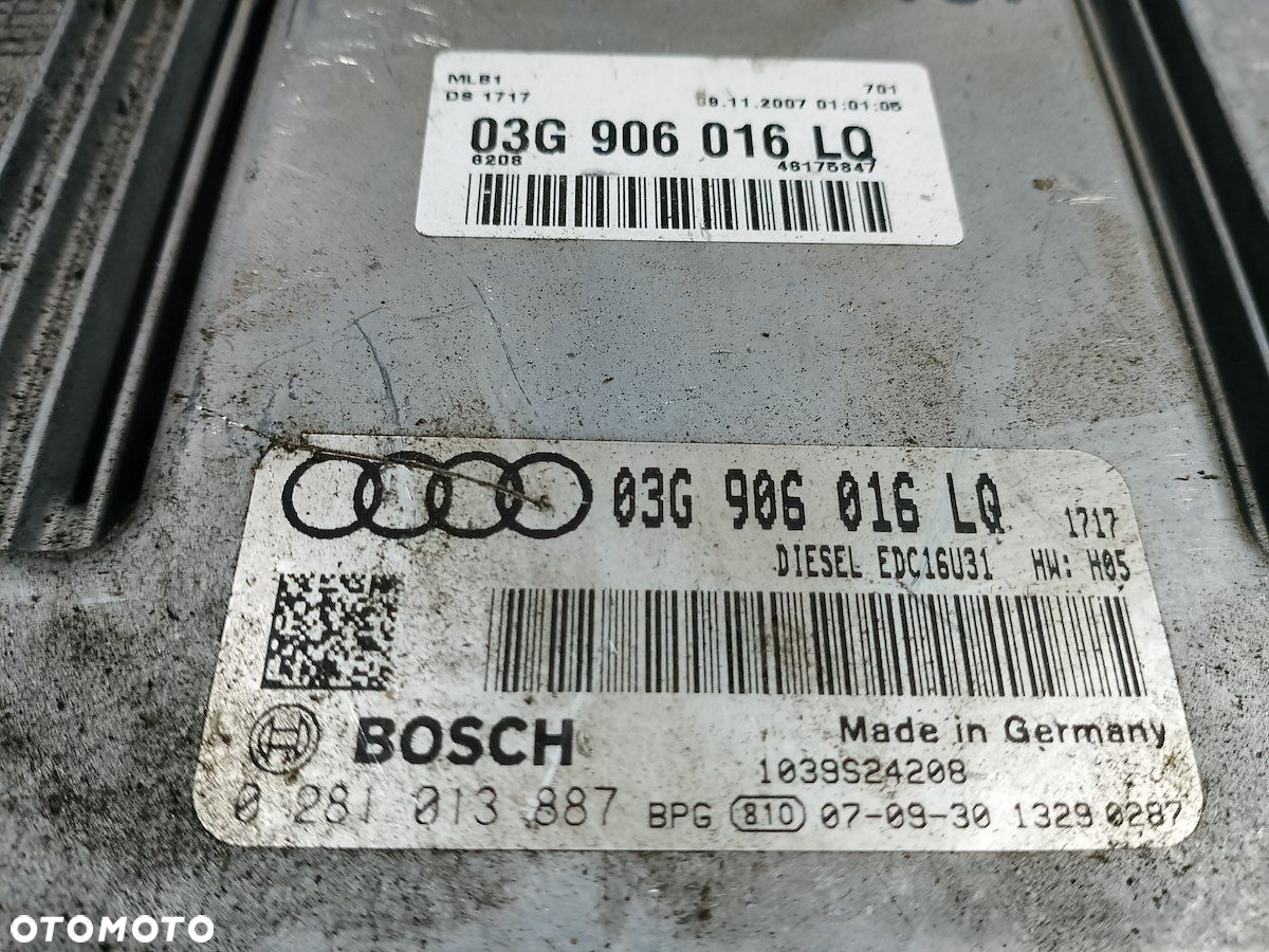 KOMPUTER, STEROWNIK AUDI A4 B7 03G906016LQ 0281013887 2.0 TDI - 5