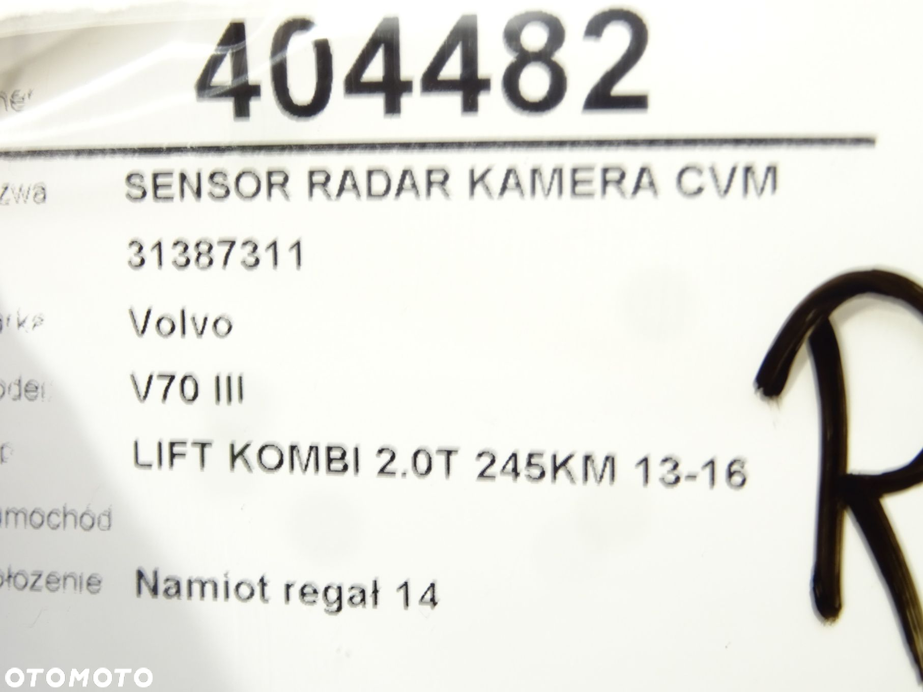 SENSOR RADAR KAMERA CVM - 86.00 PLN - VOLVO V70 III (135) 2007 - 2016 T5 180 kW [245 KM] benzyna - 6