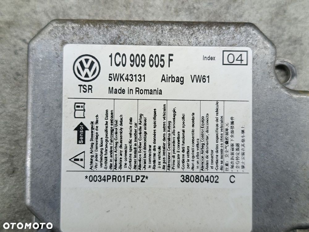 ZESTAW PODUSZEK AIRBAG, PASY PRZÓD, SENSOR SKODA FABIA II 5J1880202B - 4