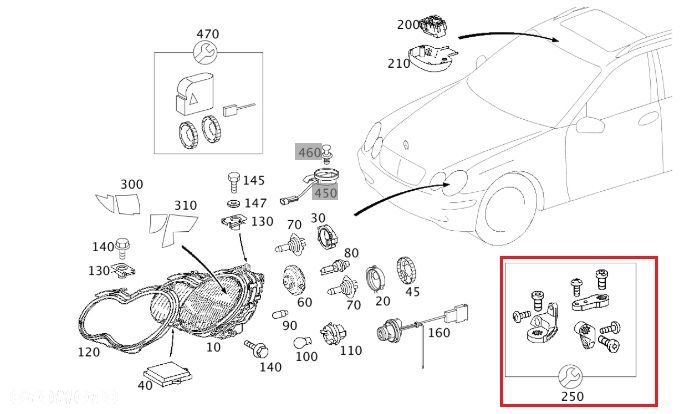 MERCEDES C-KLASA W203 Zestaw naprawczy lampy prawej OE - 2