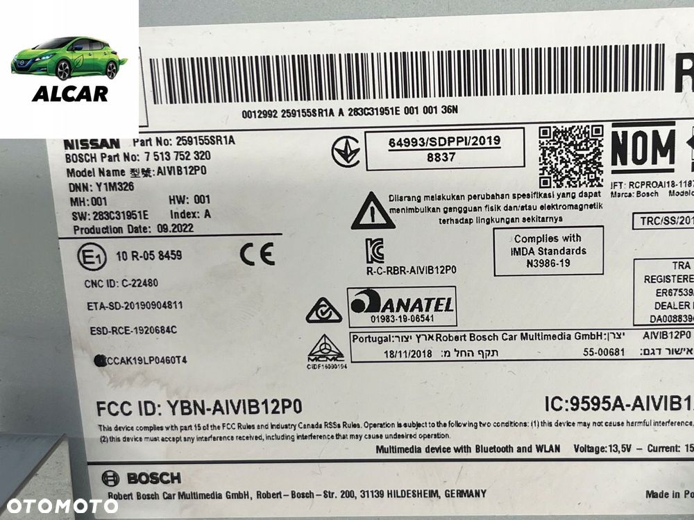 RADIO NAWIGACJA NISSAN LEAF ZE1 II 2 25915 5SR1A POD KAMERE - 3
