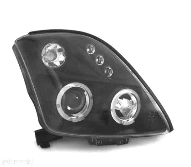 FARÓIS FRONTAIS SUZUKI SWIFT 05-10 ANGEL EYES FUNDO PRETO - 2