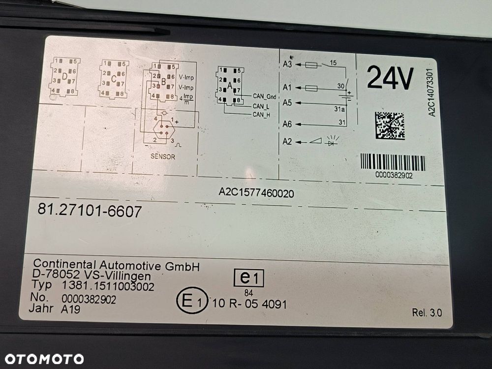 TACHOGRAF MAN TGX 18.440 81.27101-6607 - 4