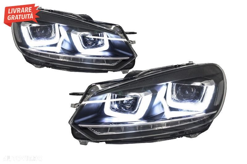 Faruri LED VW Golf 6 VI (2008-2013) Design Golf 7 3D U Design Semnal L - 3