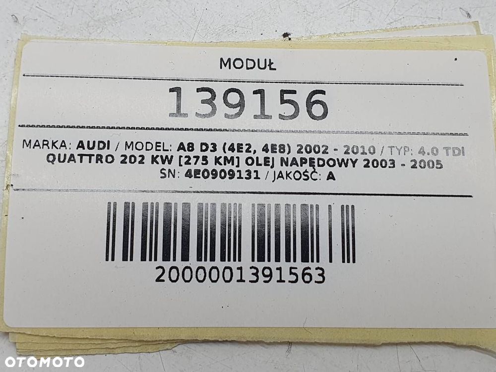 MODUŁ STEROWNIK KEYLESS DRZWI AUDI A8 D3 4E0909131 EUROPA - 5