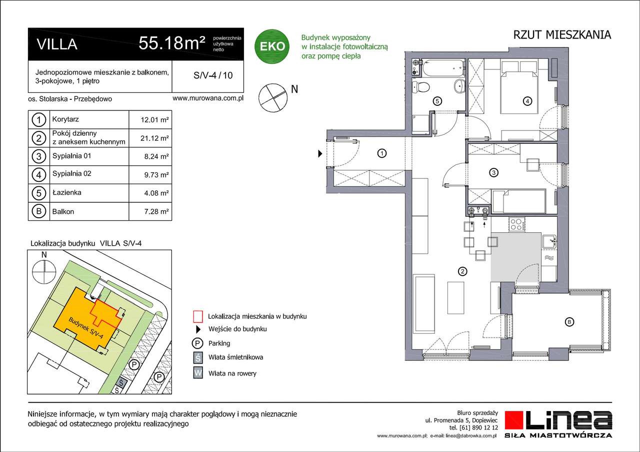 3-pokojowe mieszkanie 55m2 + balkon Bezpośrednio - Pełny obrazek: 2/4
