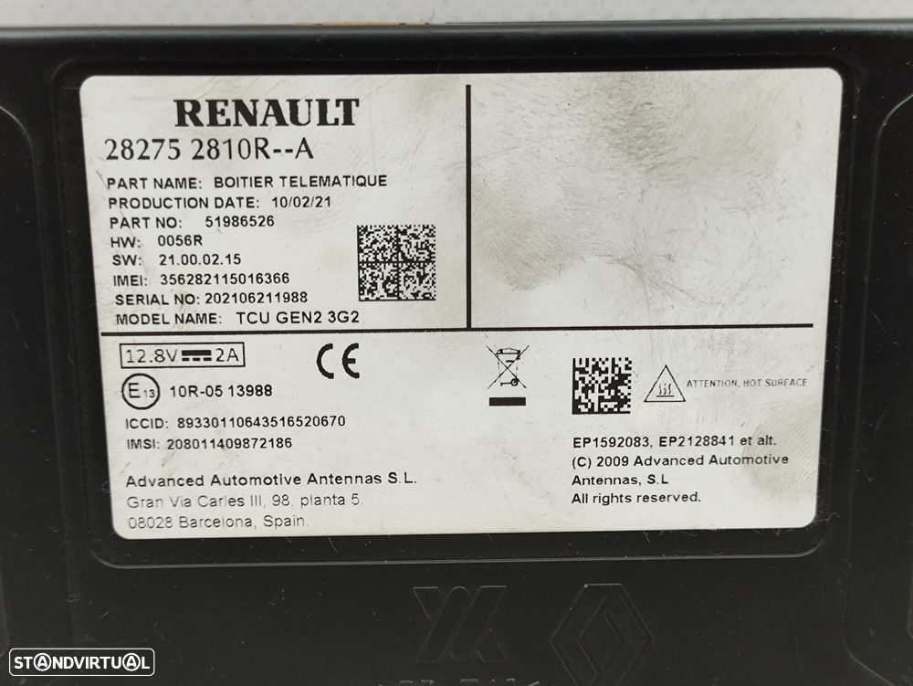 Módulo Controlo Telemático Original Smart Forfour EQ 453 282752810R - 8