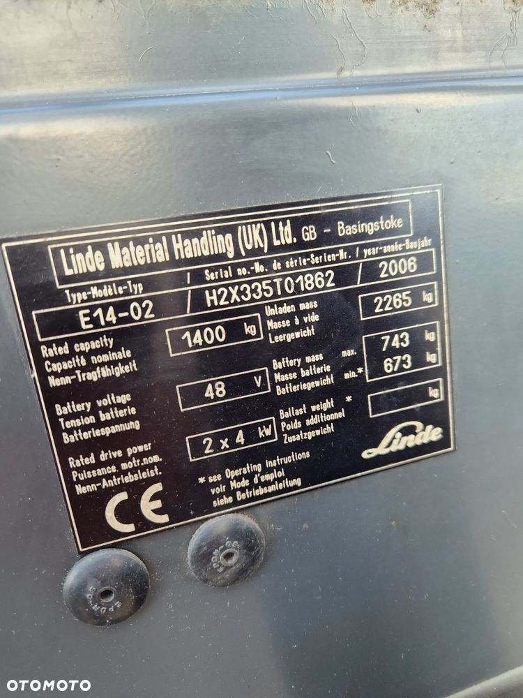 Linde E14-02 1,4 tonowy 1150mth faktura VAT 23% - 15