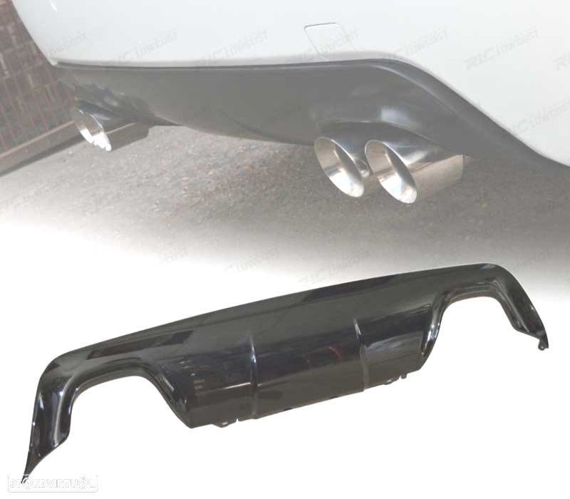 DIFUSOR TRASEIRO BMW E60 03-10 LOOK M SAÍDA PRETO BRILHANTE - 1