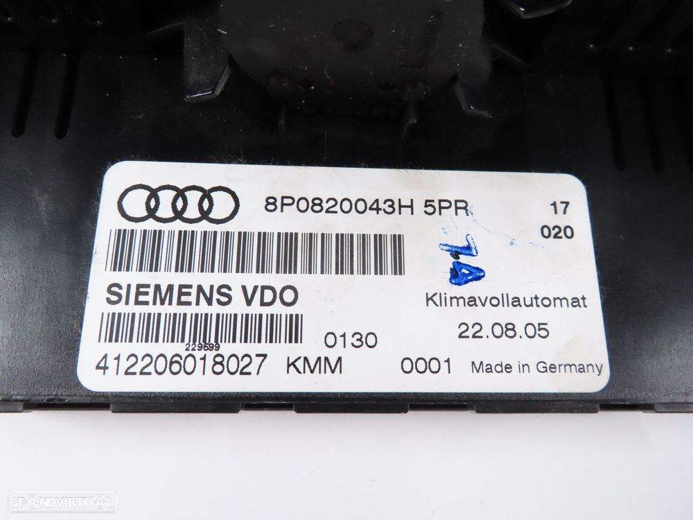 Painel AC Frontal Usado / Original AUDI A3 (8P1)/AUDI A3 Sportback (8PA) 8P08200... - 5