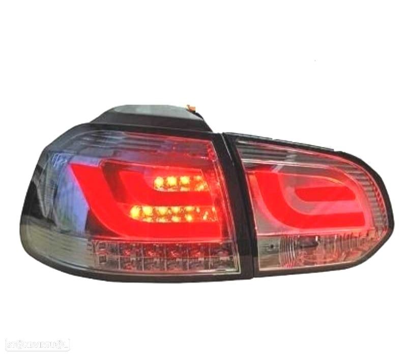FARÓIS VOLKSWAGEN VW GOLF 6 08-12 BARRA DE LUZ LED FUNDO CROMADO FUMADO - 2