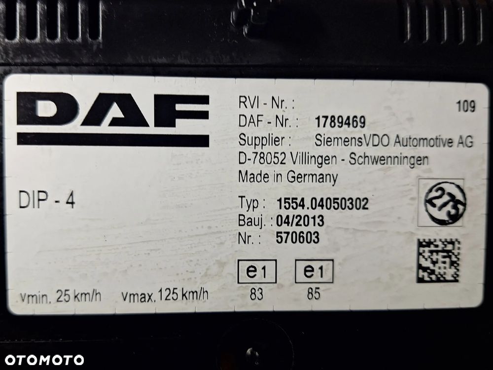 DAF XF 105 2006-2013 licznik zegar 1789469 - 4