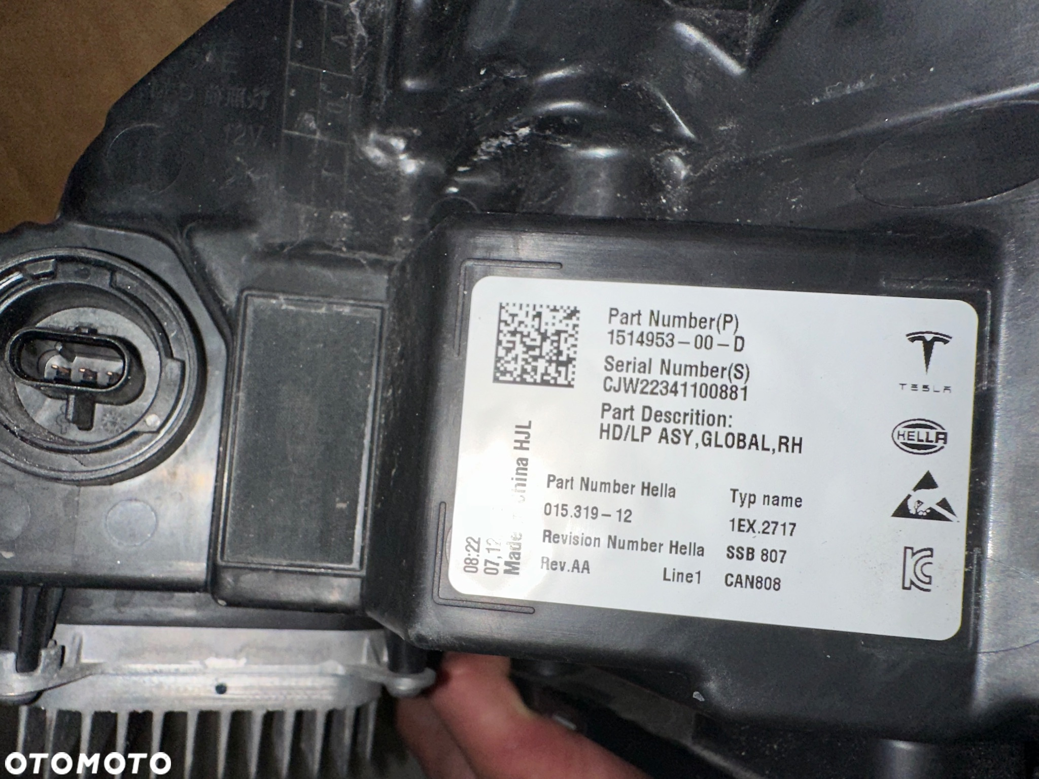 PRZEDNIA PRAWA LAMPA TESLA MODEL Y/3 EU PO LIFT IDEALNA 1514953-00-D. - 5
