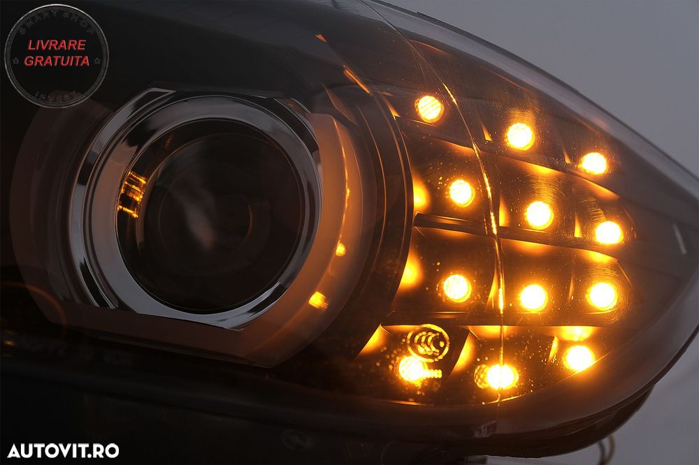 Faruri Xenon 3D Angel Eyes LED DRL BMW Seria 3 E90 E91 (2008-2011) Negru- livrare gratuita - 10