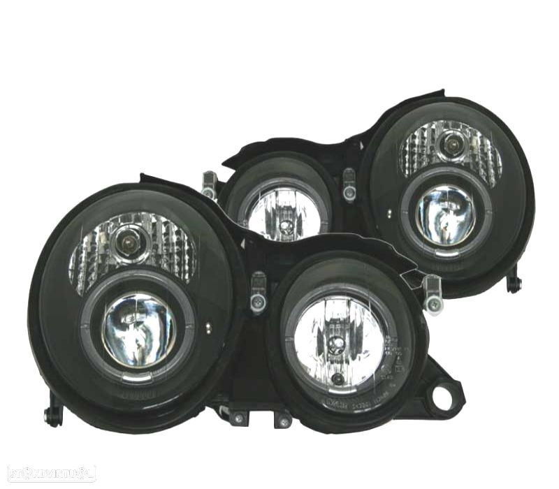 FARÓIS FRONTAIS ANGEL EYES MERCEDES CLK W208. FUNDO PRETO - 2