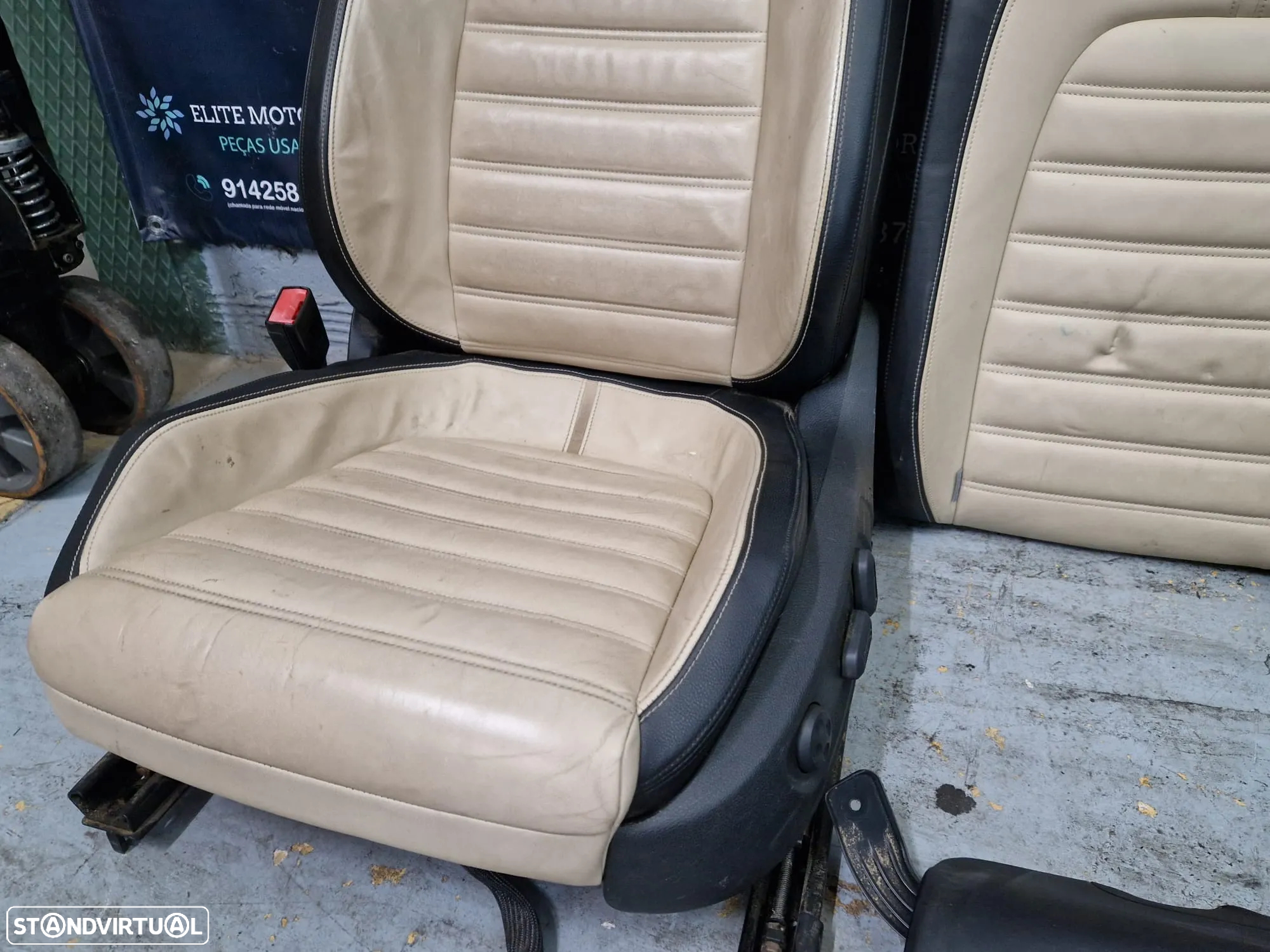Jogo de bancos usados VW PASSAT CC Highline pele beje preto - 8