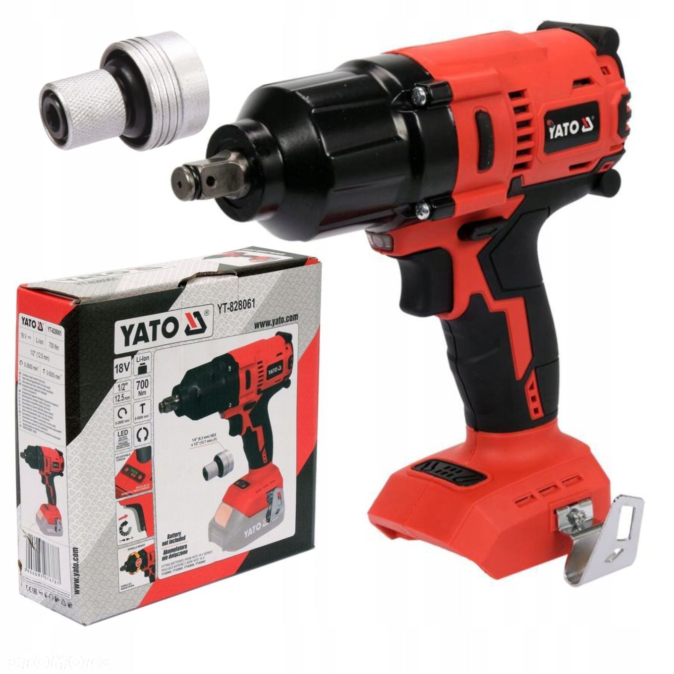 YATO KLUCZ BEZSZCZOTKOWY AKUMULATOROWY 1/2 700NM UDAROWY 18V YT-828061 - 1