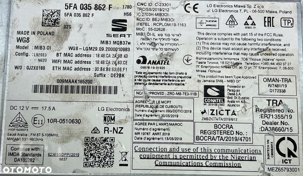 SEAT MIB STEROWNIK MMI NAWIGACJA 5FA035862F - 8
