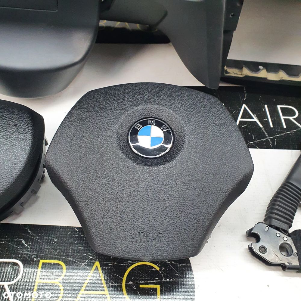 BMW E90 NAVI DESKA ROZDZIELCZA DÓŁ BEŻ KONSOLA KOKPIT PULPIT PODUSZKI AIRBAG AIR BAG NAPINACZE KIT SET - 8