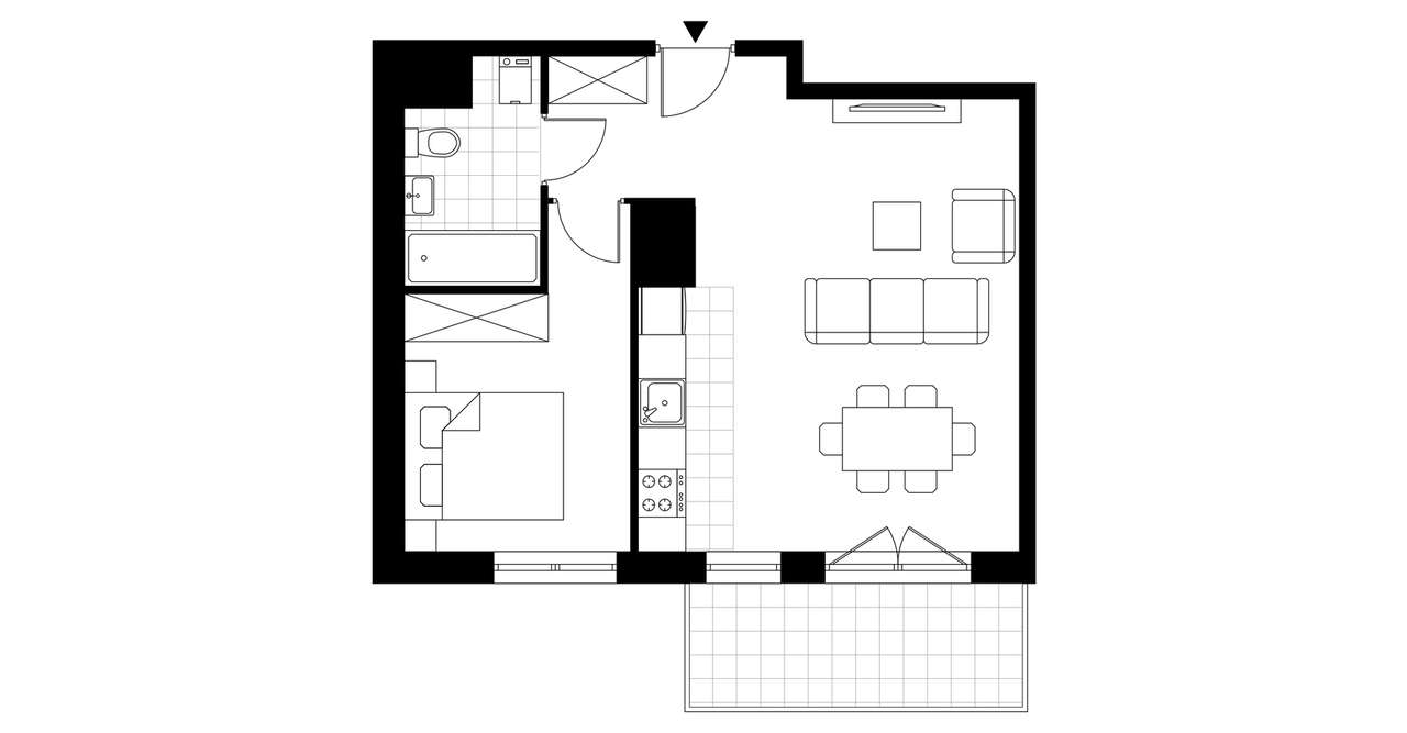2-pokojowe mieszkanie 43m2 + balkon Bezpośrednio - Pełny obrazek: 3/9