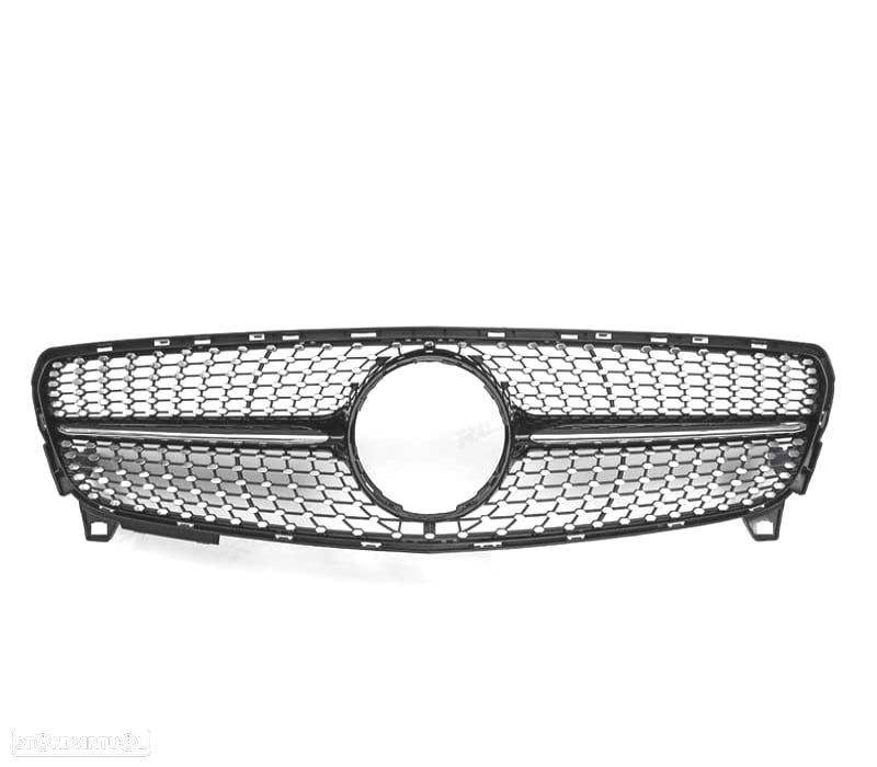 GRELHA FRONTAL MERCEDES CLASE A W176 16-18 PRETO CROMADO LOOK DIAMOND - 4