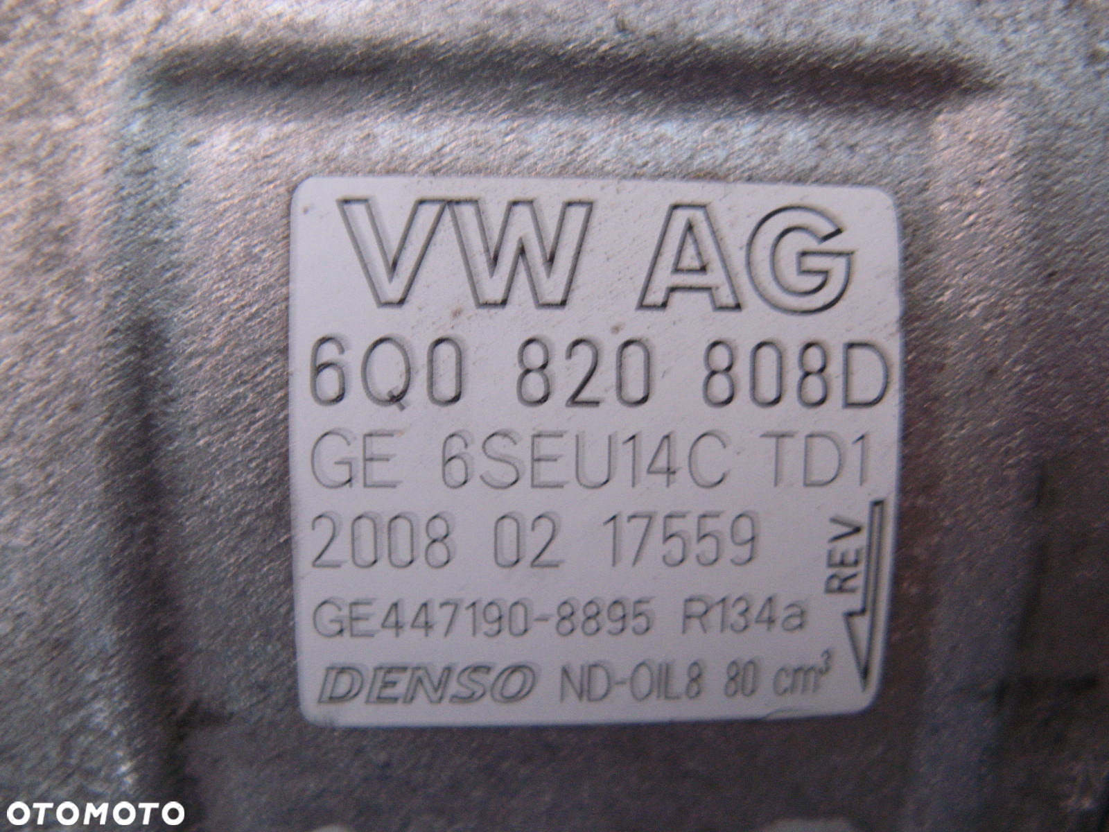 VW SKODA SEAT 1.2 1.4 TSI SPRĘŻARKA KOMPRESOR KLIMATYZACJI 6Q0820808D - 2