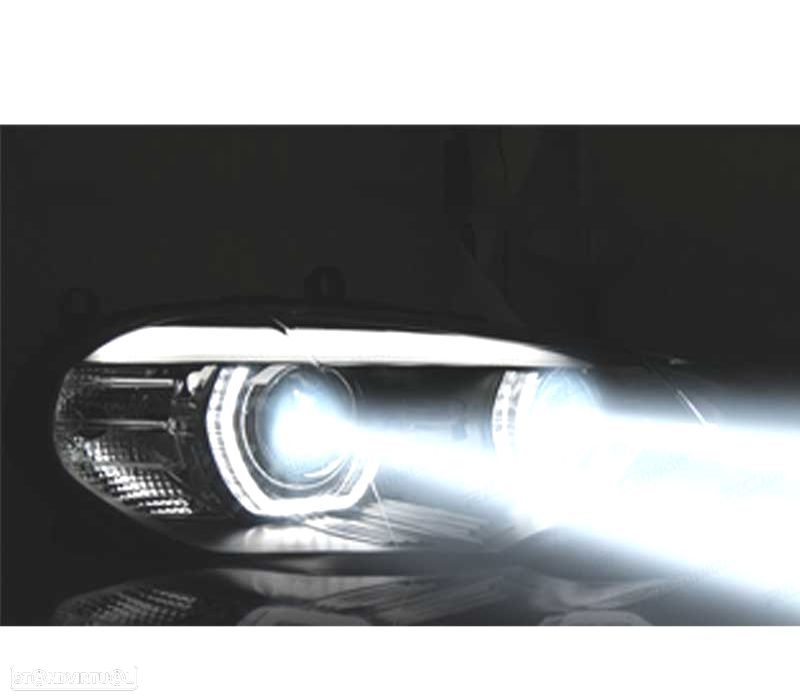 FARÓIS LED BMW X5 E70 07-13 OEM XENON ANGEL EYES PRETO - 5