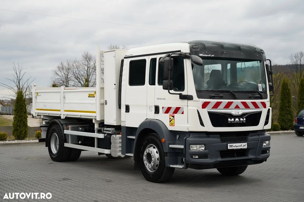 MAN TGM 18.340 / 4X2 / BASCĂLARE 3 LATERALĂ / BANCĂ HIDRODOXY / CAMION CU 7 LOCURI / BORDMATIC - 15