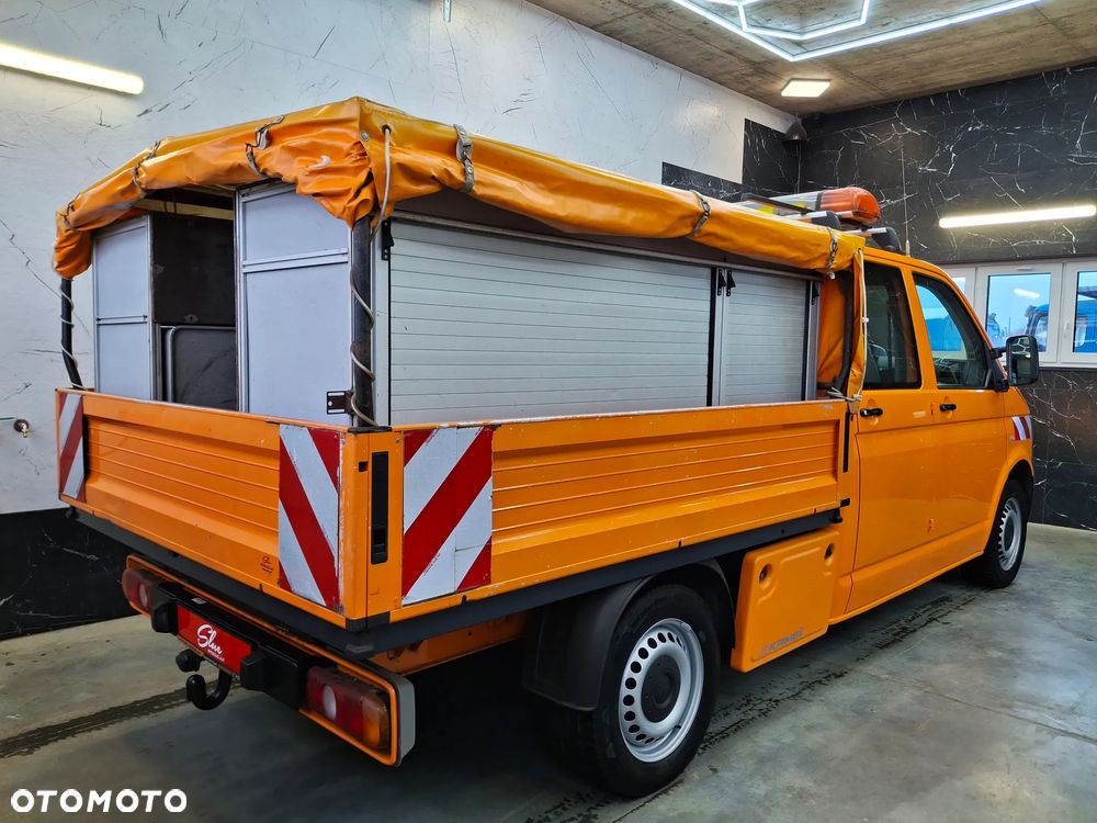 Volkswagen Transporter T5 Lift Doka Brygadówka Serwisowy Drogowy Półki Szuflady Warsztat Auto Warsztat Służba Drogowa Pomarańczowy Mobilny Serwis - 3