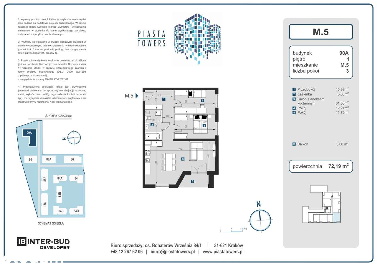 3-pokojowe mieszkanie 72m2 + balkon Bezpośrednio