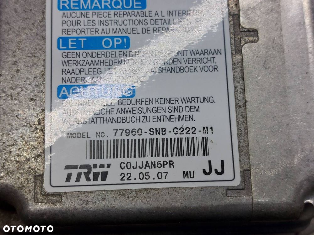 ZESTAW POSTRZAŁOWY KOKPIT DESKA MODUŁ PODUSZKA HONDA CIVIC VIII SEDAN - 2