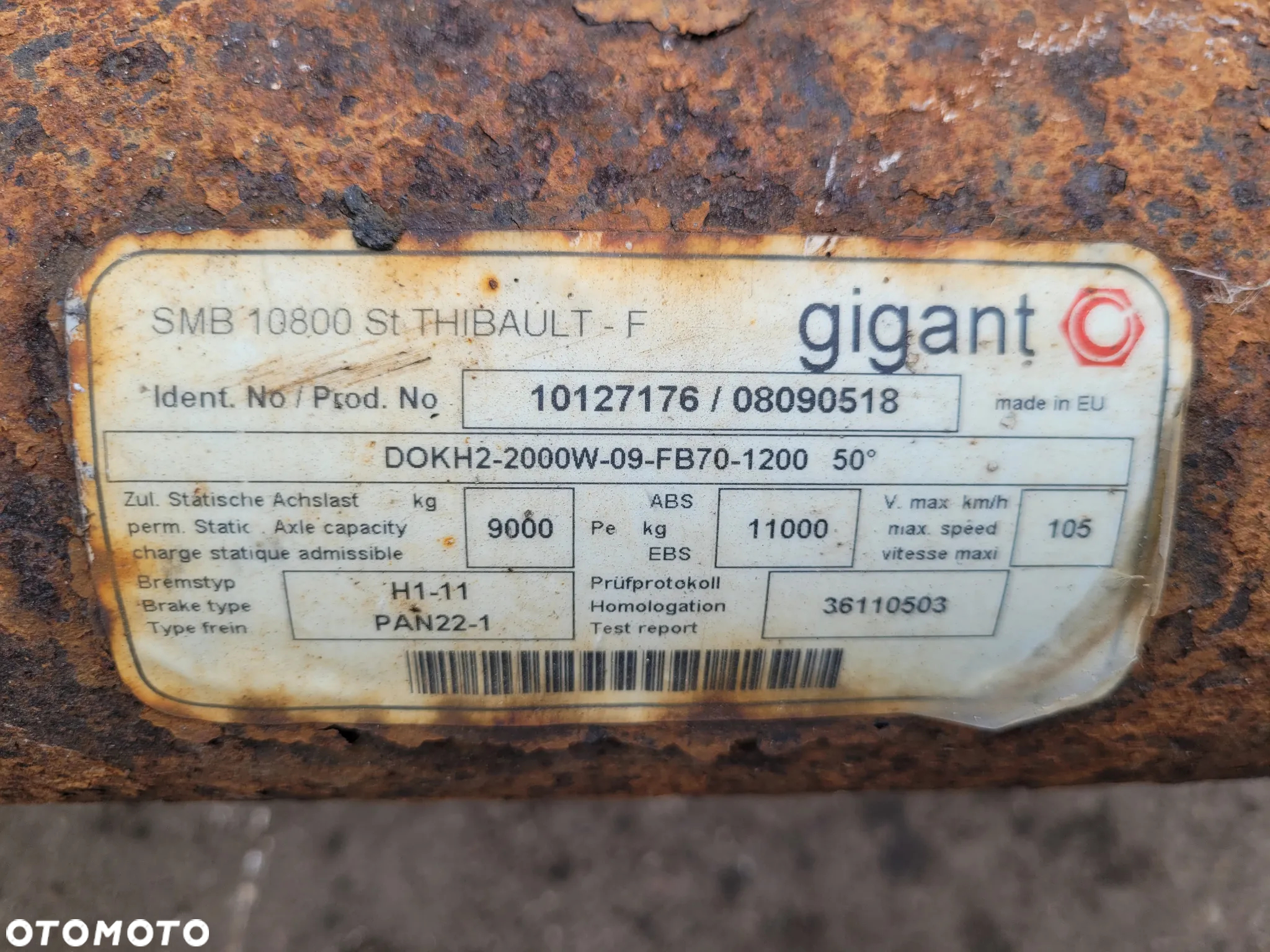 Oś osie do naczepy GIGANT SMB 10800  H1-11 PAN22-1 - 5