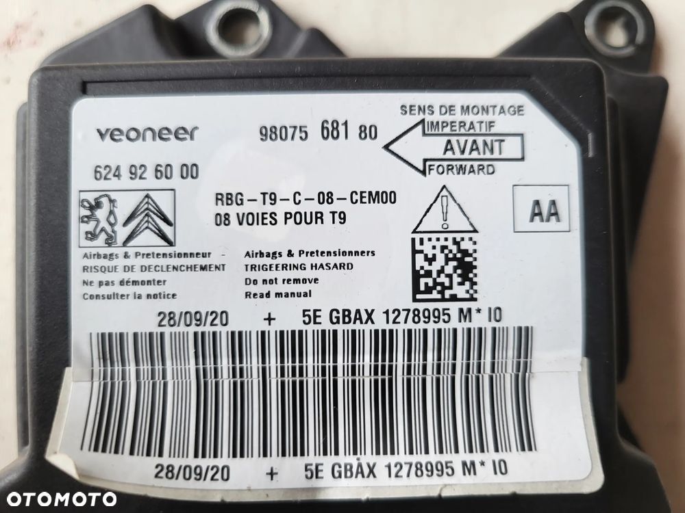 Moduł Sensor Poduszek Airbag Peugeot 308 T9 - 3