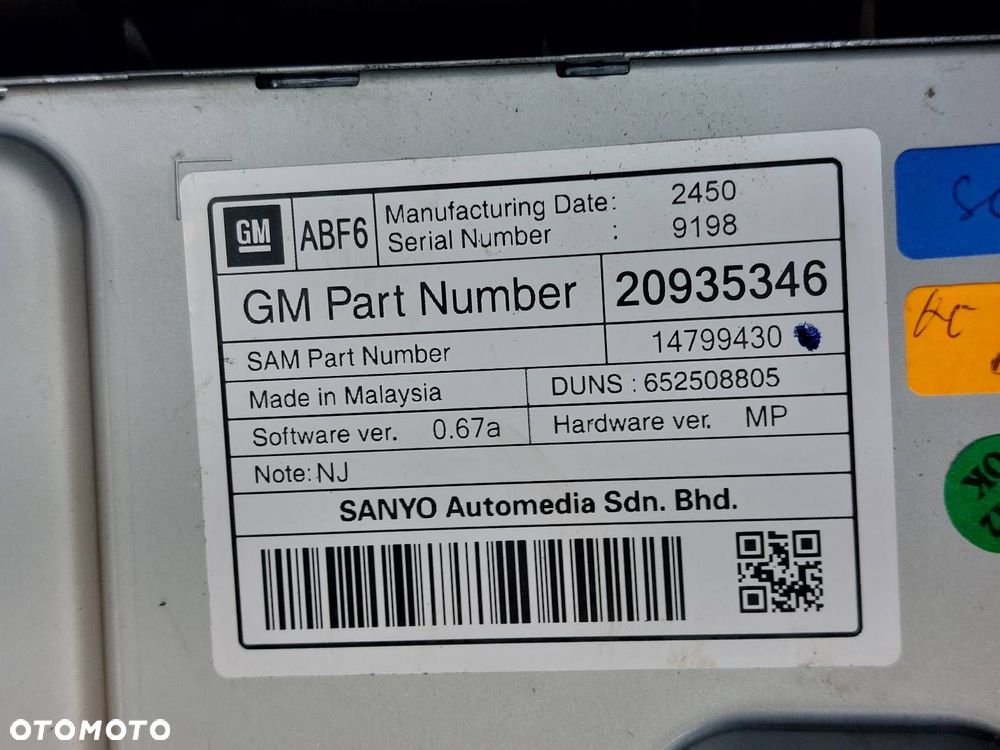 RADIO ODTWARZACZ + WYŚWIETLACZ OPEL ASTRA J 22739814 20935346 13343709 - 7