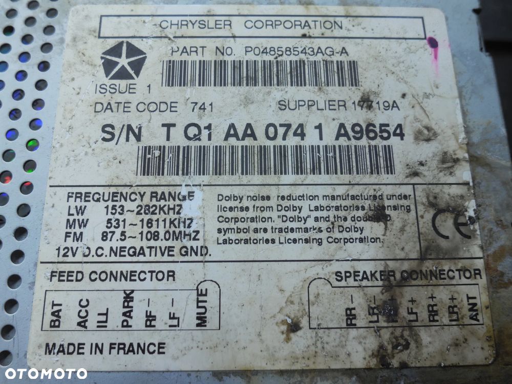 RADIO FABRYCZNE CD CHRYSLER PT CRUISER P04858543AG - 3
