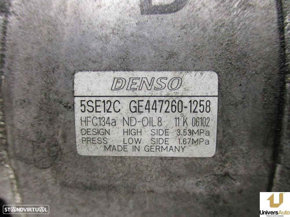 COMPRESSOR AR CONDICIONADO TOYOTA AVENSIS BREAK FAMILIAR 2009 -GE4472601258 - 4