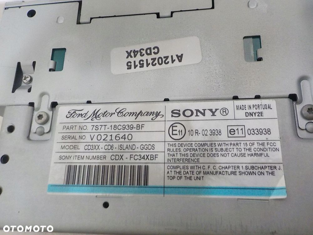 FORD FOCUS II LIFT RADIO SONY KOD 7S7T-18C939-BF - 2