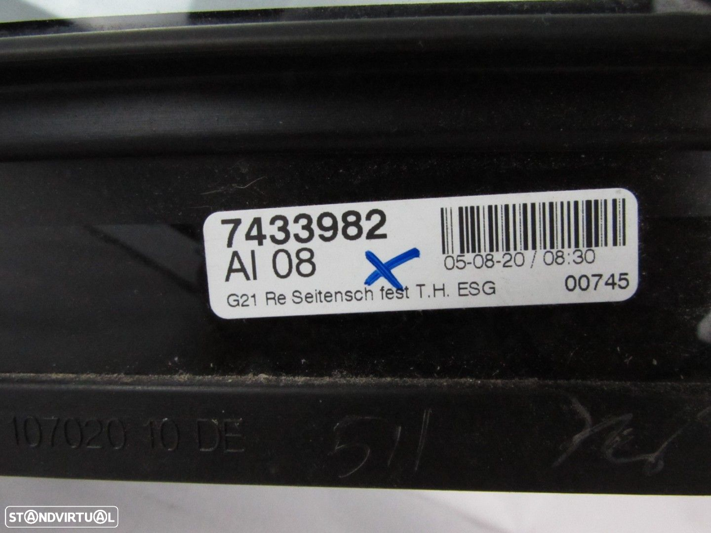 Vidro fixo da Porta Direito/Trás Seminovo/ Original BMW 3 Touring (G21) 51357433... - 2